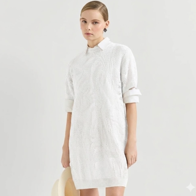 브루넬로쿠치넬리 여성 미니 드레스 - Brunello Cucinelli Womens Dazzling Water Lilies Mini Dress - brc14179x