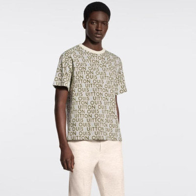 루이비통 남성 자카드 시그니처 반팔 크루넥 - Louis vuitton Mens Jacquard Signature Short-Sleeved Crewneck - lvc14234x