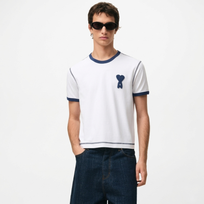 아미 남성 반팔 티셔츠 - Ami Mens Round Tshirt - amc14267x