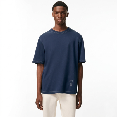 아미 남성 반팔 티셔츠 - Ami Mens Round Tshirt - amc14268x