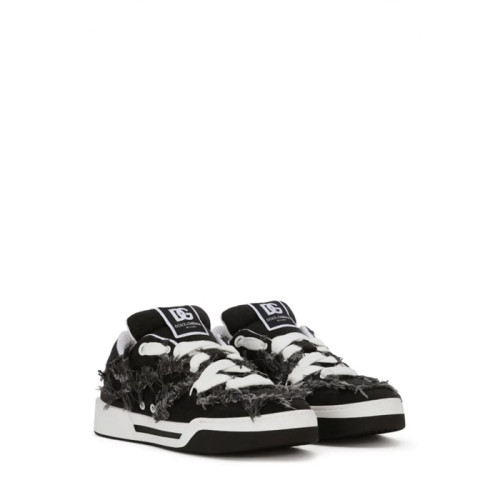 돌체앤가바나 남성 뉴 로마 프레이-트림 스니커즈 - Dolc&Gabbana Mens New Roma Fray-trim Sneakers - dol13836x
