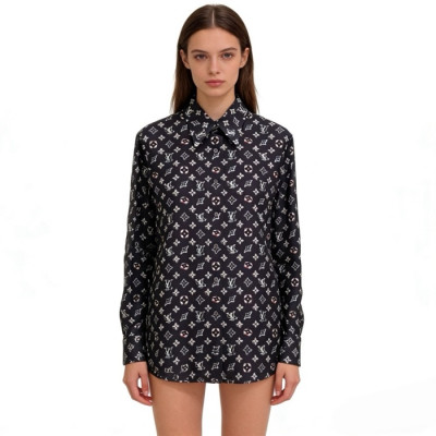 루이비통 여성 모노그램 실크 셔츠 - Louis vuitton Womens Monogram Silk Shirt - lvc14293x