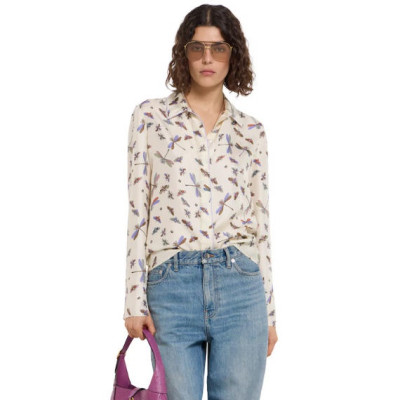 구찌 여성 프린트 실크 트윌 셔츠 - Gucci Womens Printed Silk-twill Shirt - guc14295x