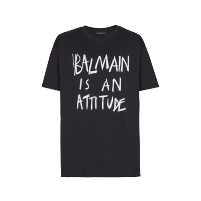 발망 남성 라운드 반팔티 - Balmain Mens Round Tshirt - bac14304x