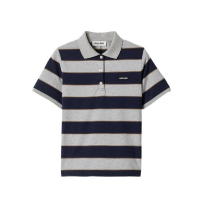 미우미우 남성 폴로 반팔 티셔츠 - Miumiu Mens Striped Polo Shirt - mic14342x