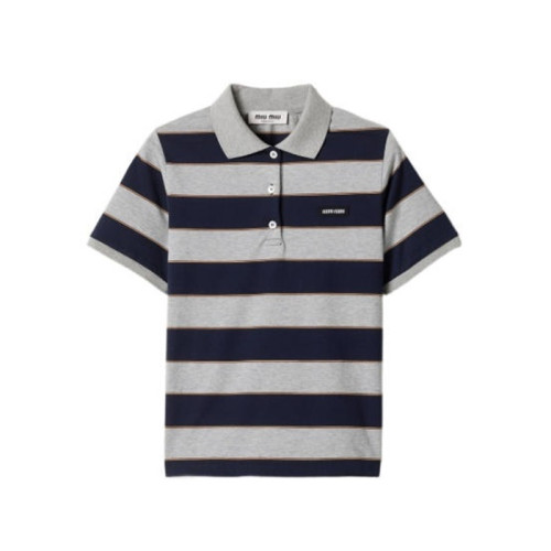 미우미우 남성 폴로 반팔 티셔츠 - Miumiu Mens Striped Polo Shirt - mic14342x