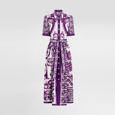 돌체앤가바나 여성 마졸리카 트윌 셔츠 드레스 - Dolce&Gabbana Womens Majolica Twill Shirt Dress - doc14456x