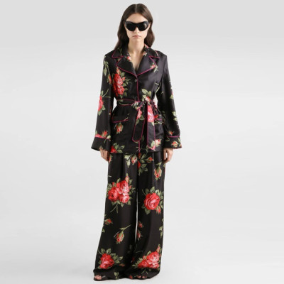 돌체앤가바나 여성 로즈 부케 프린트 베니티 트윌 셔츠 파자마 팬츠 - Dolce&Gabbana Womens Rose Bouquet Print Vanity Twill Shirt Pajamas - doc14461x
