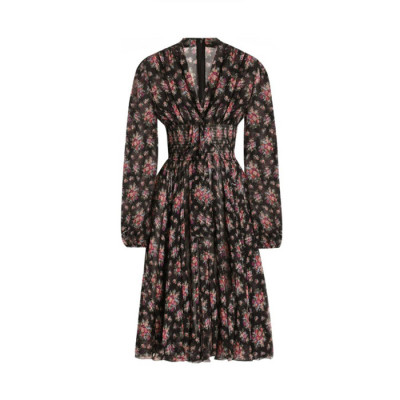 돌체앤가바나 여성 플로럴 미디 롱소매 드레스 - Dolce&Gabbana Womens Long Sleeves Floral Midi Dress - doc14463x