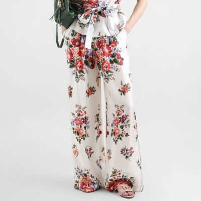 돌체앤가바나 여성 플로럴 프린트 팬츠 - Dolce&Gabbana Womens Multicolor Flower Bouquet Print Twill Trousers - doc14464x