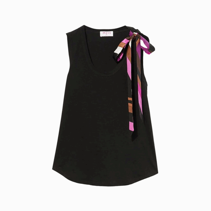 푸치 여성 스쿱 넥 저지 탱크 탑 - Pucci Womens Scoop Neck Jersey Tank Top- puc14469x