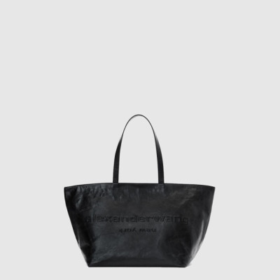 알렉산더 왕 남/녀 펀치 엠보스드 로고 가죽 토트 백 - Alexander Wang Unisex Punch Embossed Logo Leather Tote Bag - alb15391x
