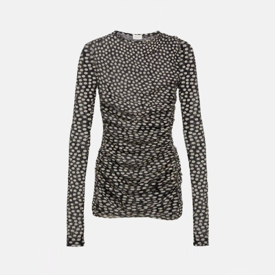 입생로랑 여성 도트 러플 튤 미니 드레스 - Saint Laurent Womens Ruched Mini Dress - ysc14536x