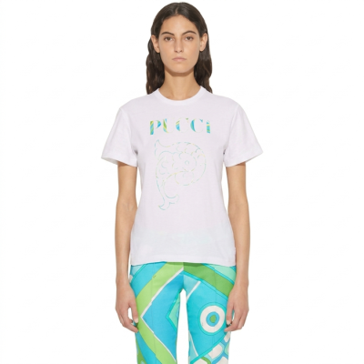푸치 여성 라운드 티셔츠 - Pucci Womens Round Tshirt - puc14537x