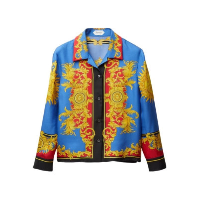 베르사체 여성 프린트 실크 트윌 셔츠 - Versace Womens Printed Silk Twill Shirt - vec14542x