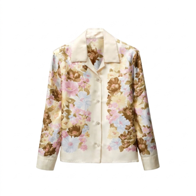 베르사체 여성 프린트 실크 트윌 셔츠 - Versace Womens Printed Silk Twill Shirt - vec14544x