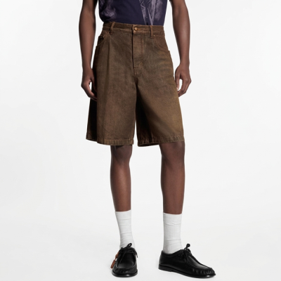 루이비통 남성 커피 인디고 데님 반바지 - Louis vuitton Mens Coffe Indigo Denim Shorts - lvc14576x