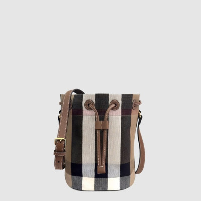 버버리 여성 체크 캔버스 스몰 버킷백 - Burberry Womens Check Canvas Small Bucket Bag - bub15619x