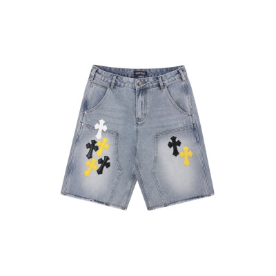 크롬하츠 남성 데님 쇼츠 - Chrom Hearts Mens Denim Shorts - chc14629x