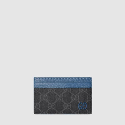 구찌 남성 더스티 블루 트리밍 GG 카드 케이스 - Gucci Mens Dusty Blue Trimmed GG Card Case - guw530x