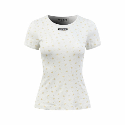 미우미우 여성 라운드 티셔츠 - Miumiu Womens Round Tshirt - mic15016x