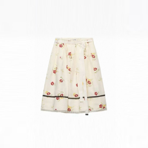 프라다 여성 루비 레드 플로럴 프린트 스커트 - Prada Womens Ruby Red Floral Print Skirt - prc15363x