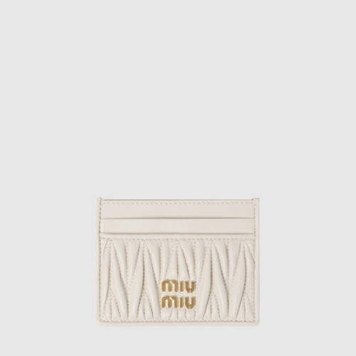 미우미우 여성 마테라쎄 가죽 카드 지갑 - Miumiu Womens Matelassé Leather Card Holder - miw695x