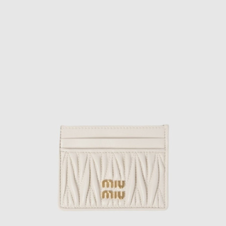 미우미우 여성 마테라쎄 가죽 카드 지갑 - Miumiu Womens Matelassé Leather Card Holder - miw695x