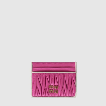 미우미우 여성 마테라쎄 가죽 카드 지갑 - Miumiu Womens Matelassé Leather Card Holder - miw749x