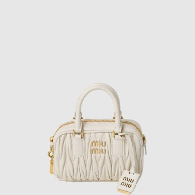 미우미우 여성 아르카디 마테라쎄 가죽 백 - Miumiu Womens Arkadi Matelasse Leather Bag - mib16005x