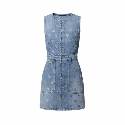루이비통 여성 시그니처 스팽글 데님 드레스 - Louis vuitton Womens Signature Sequin Denim Dress - lvc15575x