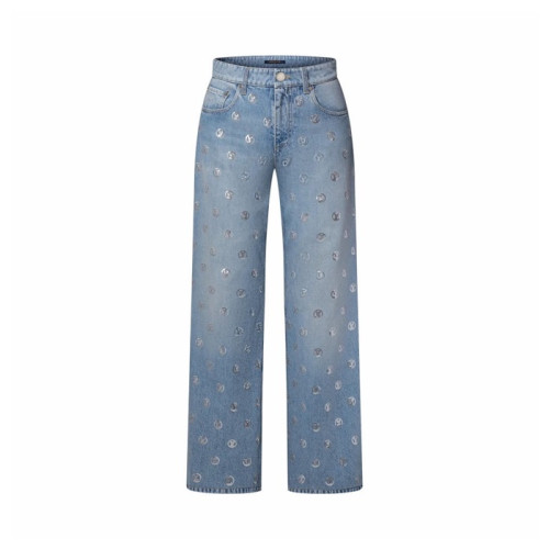루이비통 여성 시그니처 스팽글 부츠컷 진 - Louis vuitton Womens Signature Sequin Boot-Cut Jeans - lvc15576x