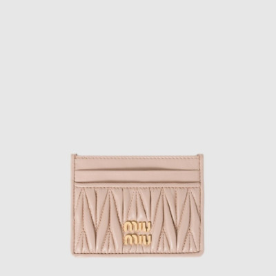 미우미우 여성 마테라쎄 가죽 카드 지갑 - Miumiu Womens Matelassé Leather Card Holder - miw907x