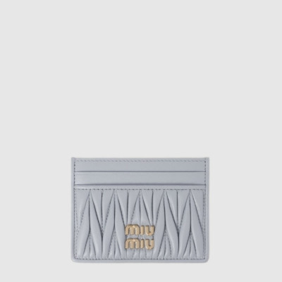 미우미우 여성 마테라쎄 가죽 카드 지갑 - Miumiu Womens Matelassé Leather Card Holder - miw909x