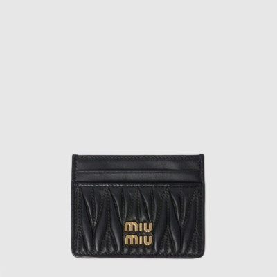 미우미우 여성 마테라쎄 가죽 카드 지갑 - Miumiu Womens Matelassé Leather Card Holder - miw910x
