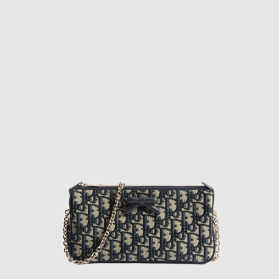 디올 여성 오블리크 보우 체인 파우치 - Dior Womens Oblique Bow Chain Pouch - dib16122x