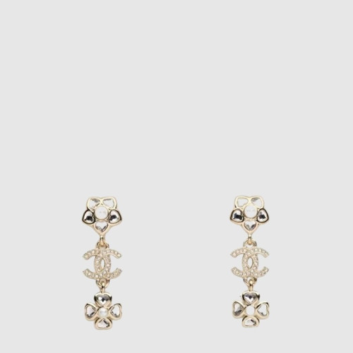 샤넬 여성 하트 큐빅 드롭 이어링 - Chanel Womens Heart Cubic Drop Earring - acc8049x