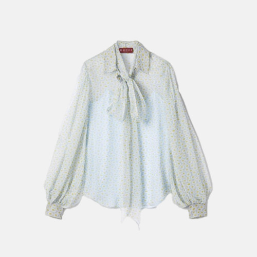 구찌 여성 플로럴 프린트 셔츠 - Gucci Womens Floral Print Chiffon Silk Shirt - guc15999x