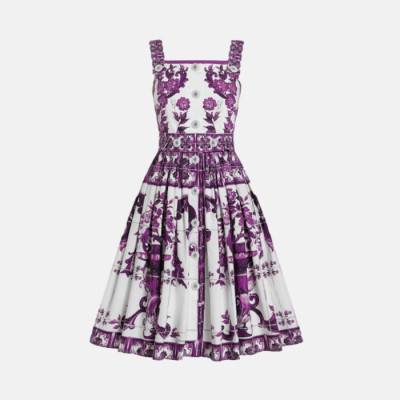 돌체앤가바나 여성 마졸리카 프린트 롱 포플린 드레스 - Dolce&Gabbana Womens Majolica Print Long Poplin Dress - doc16002x