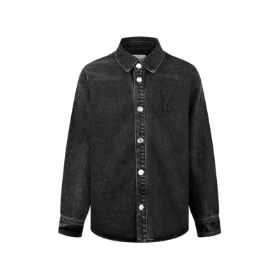 아미 남성 파리 자수 셔츠 - Ami Mens Paris Embroidered Shirt - amc16529x