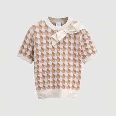 디올 여성 리본 반소매 스웨터 - Dior Womens Ribbon Sweater - dic16673x