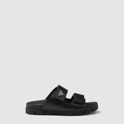 프라다 남성 더블 스트랩 레더 슬라이드 샌들 - Prada Mens Double Strap Leather Slide Sandal - prs14636x