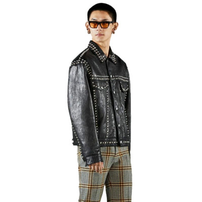 구찌 남성 가죽 자켓 - Gucci Mens Leather Jacket - guc16734x