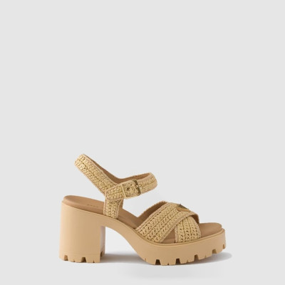 프라다 여성 크로셰 샌들 내추럴 - Prada Womens Crochet Sandal Natural - prs14669x