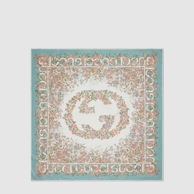 구찌 여성 인터로킹 G 플로라 프린트 까레 - Gucci Womens Interlocking G Flora Print Carré - acc8972x