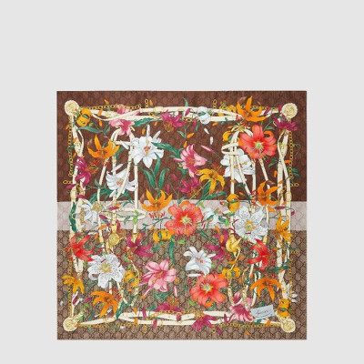 구찌 여성 플로라 프린트 까레 - Gucci Womens Flora Print Carré - acc8977x