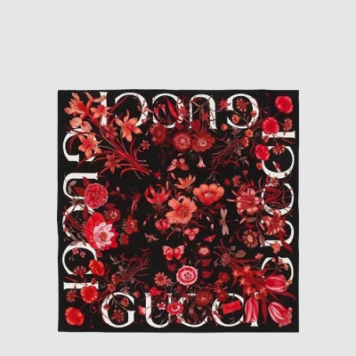 구찌 여성 로고 플라워 프린팅 스카프 - Gucci Womens Logo Flower Print Scarf - acc8983x