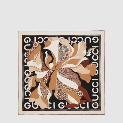 구찌 여성 로고 플라워 프린팅 스카프 - Gucci Womens Logo Flower Print Scarf - acc8990x