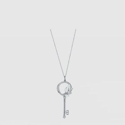 티파니 여성 플래티넘 큐빅 넝쿨 링 키 펜던트 네크리스 - Tiffany Womens Platinum Cubic Vine Ring Key Pendant Necklace - acc9219x