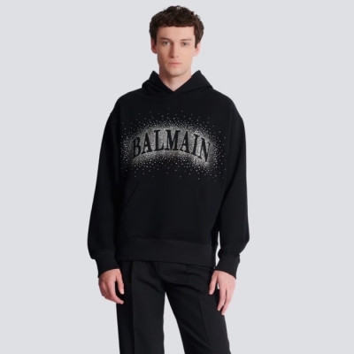 발망 남성 로고 후드티 - Balmain Mens Logo Hooded - bac17307x